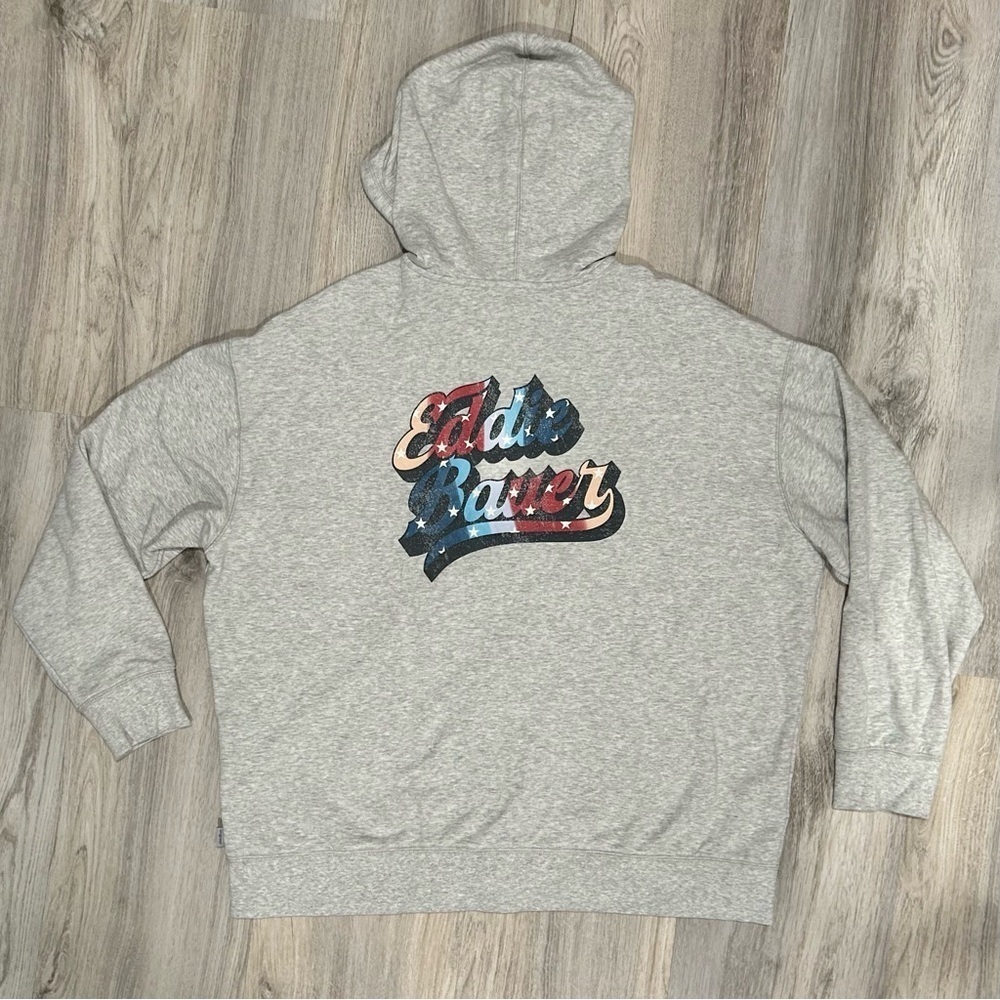 Eddie Bauer EB Retro Logo Graphic Full-Zip Hoodie Sweatshirt Gray Size XL - Picture 9 of 12